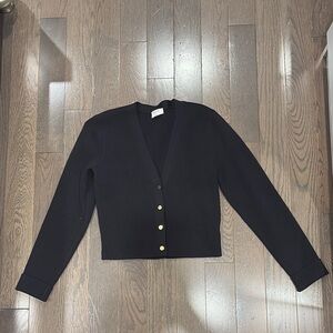 Aritzia Black Cardigan with Gold Buttons